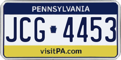 PA license plate JCG4453