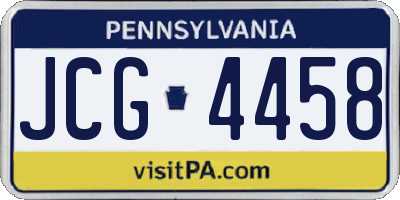 PA license plate JCG4458