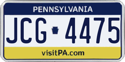 PA license plate JCG4475