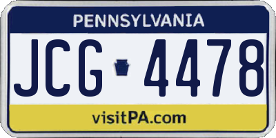 PA license plate JCG4478