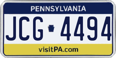 PA license plate JCG4494