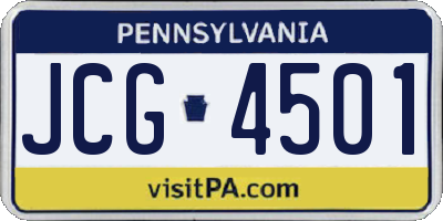 PA license plate JCG4501