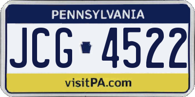 PA license plate JCG4522
