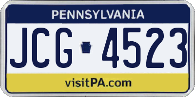 PA license plate JCG4523