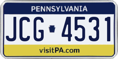 PA license plate JCG4531