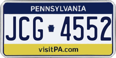 PA license plate JCG4552