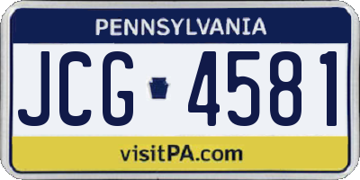 PA license plate JCG4581
