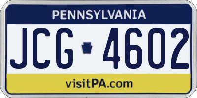 PA license plate JCG4602