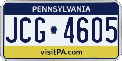 PA license plate JCG4605