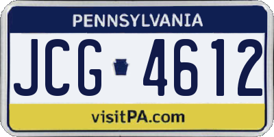 PA license plate JCG4612