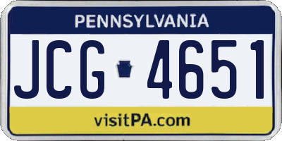 PA license plate JCG4651