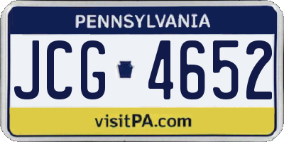 PA license plate JCG4652