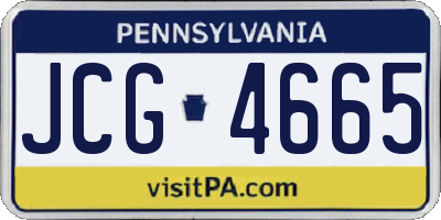 PA license plate JCG4665