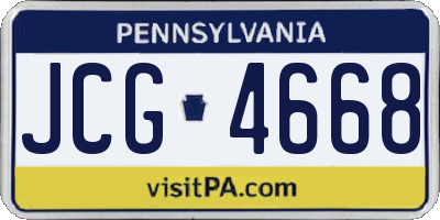 PA license plate JCG4668