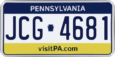 PA license plate JCG4681