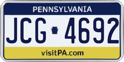 PA license plate JCG4692