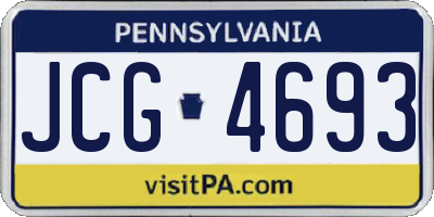 PA license plate JCG4693