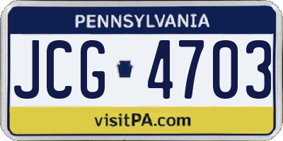 PA license plate JCG4703