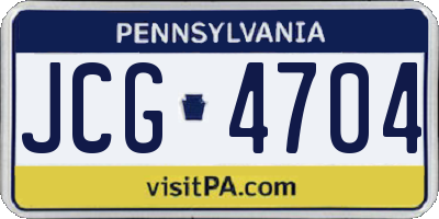 PA license plate JCG4704