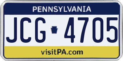PA license plate JCG4705