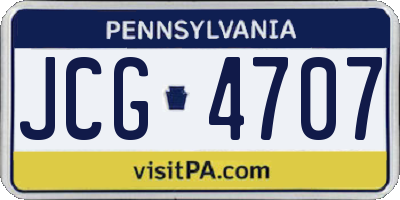 PA license plate JCG4707