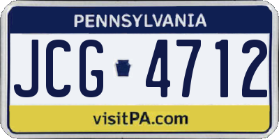 PA license plate JCG4712