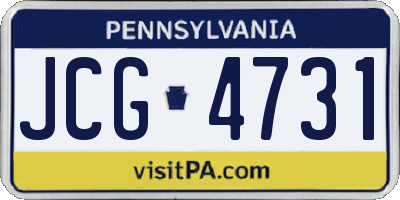 PA license plate JCG4731