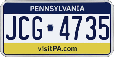PA license plate JCG4735