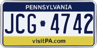 PA license plate JCG4742