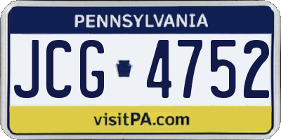 PA license plate JCG4752