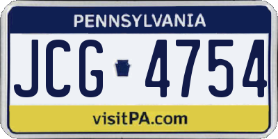 PA license plate JCG4754