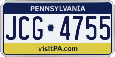 PA license plate JCG4755