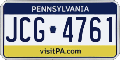 PA license plate JCG4761