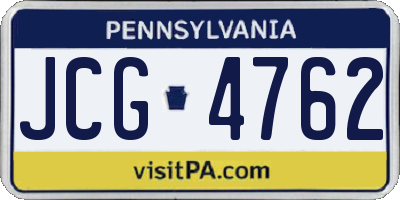 PA license plate JCG4762