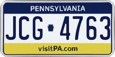 PA license plate JCG4763