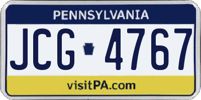 PA license plate JCG4767