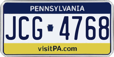 PA license plate JCG4768