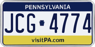 PA license plate JCG4774