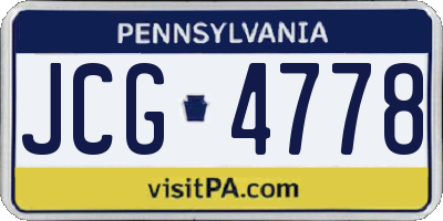 PA license plate JCG4778