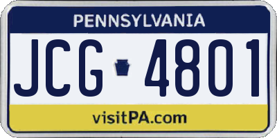 PA license plate JCG4801