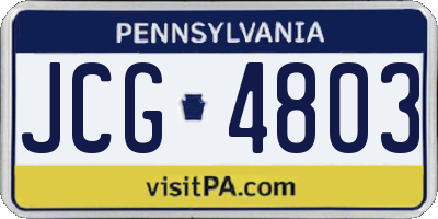 PA license plate JCG4803