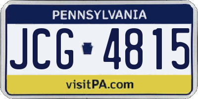PA license plate JCG4815