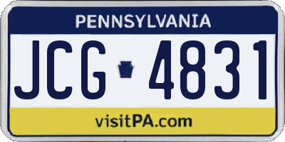 PA license plate JCG4831