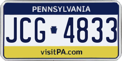 PA license plate JCG4833