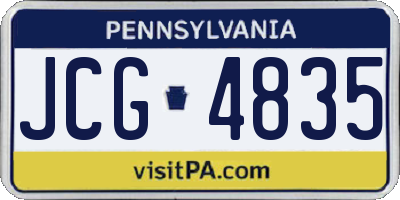 PA license plate JCG4835