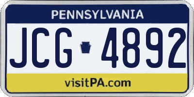 PA license plate JCG4892