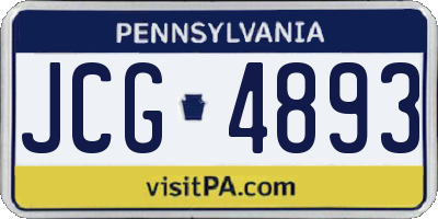 PA license plate JCG4893