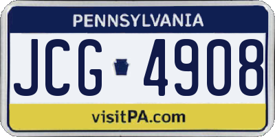 PA license plate JCG4908