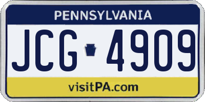 PA license plate JCG4909