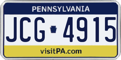 PA license plate JCG4915